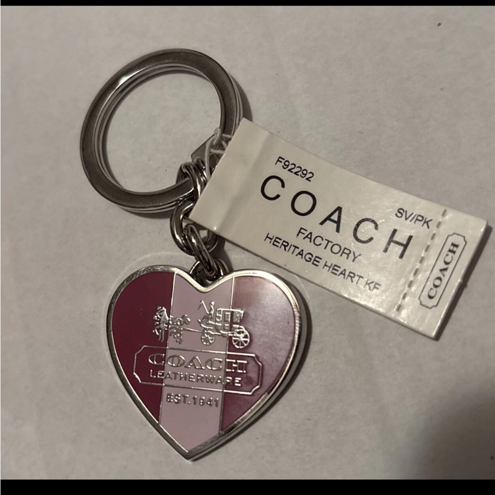 Coach Silver Heart Keychain